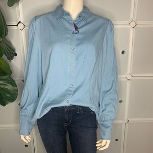 Lascana Lyocell Chambray Long Sleeve Button Down Size 10